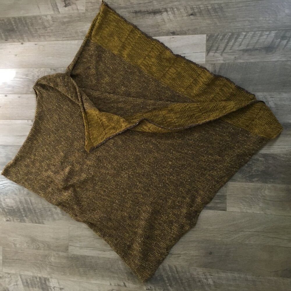 Bill Baber Scotland Linen Cotton Knit Cape Shawl Harvest Gold One Size - Picture 12 of 16